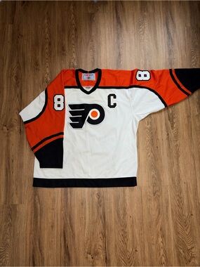 Men's White and Orange  Philadelphia Flyers Hockey Jersey - Lindros 88